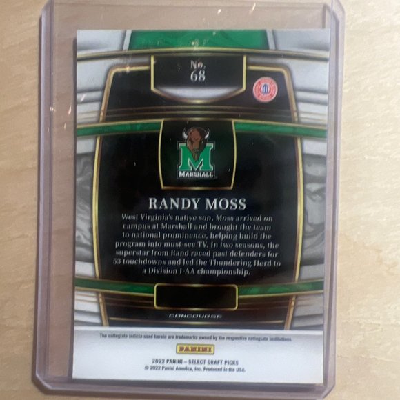 Randy Moss 2022 Panini Select Draft Picks Concourse No. 68 - Picture 2 of 2